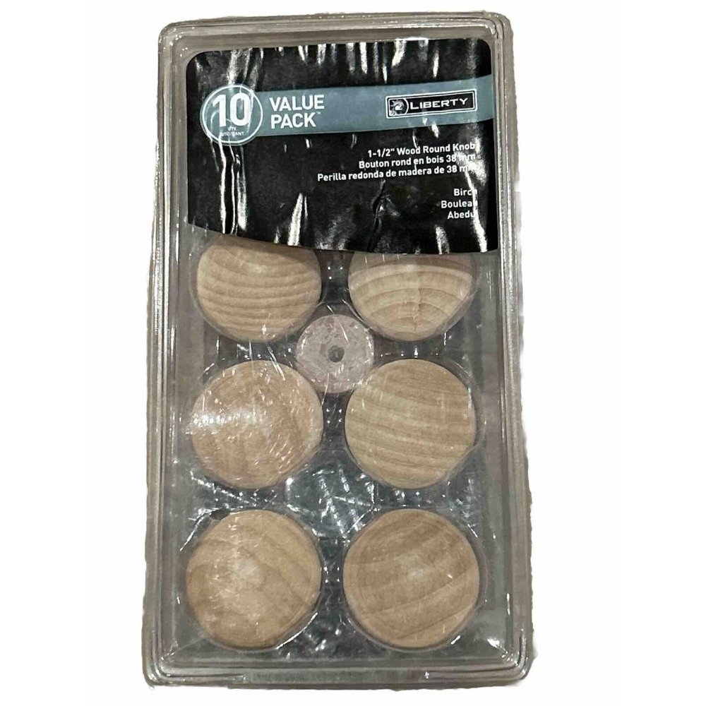 Liberty Hardware 1-1/2”Unfinish Birch Wood Round Knob Drawer Pull P10513C-BIR-U1